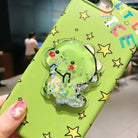 Kawaii Green Dinosaur Apple iPhone Case with Glitter and Stars - Cosparty