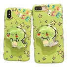 Kawaii Green Dinosaur Apple iPhone Case with Glitter and Stars - Cosparty