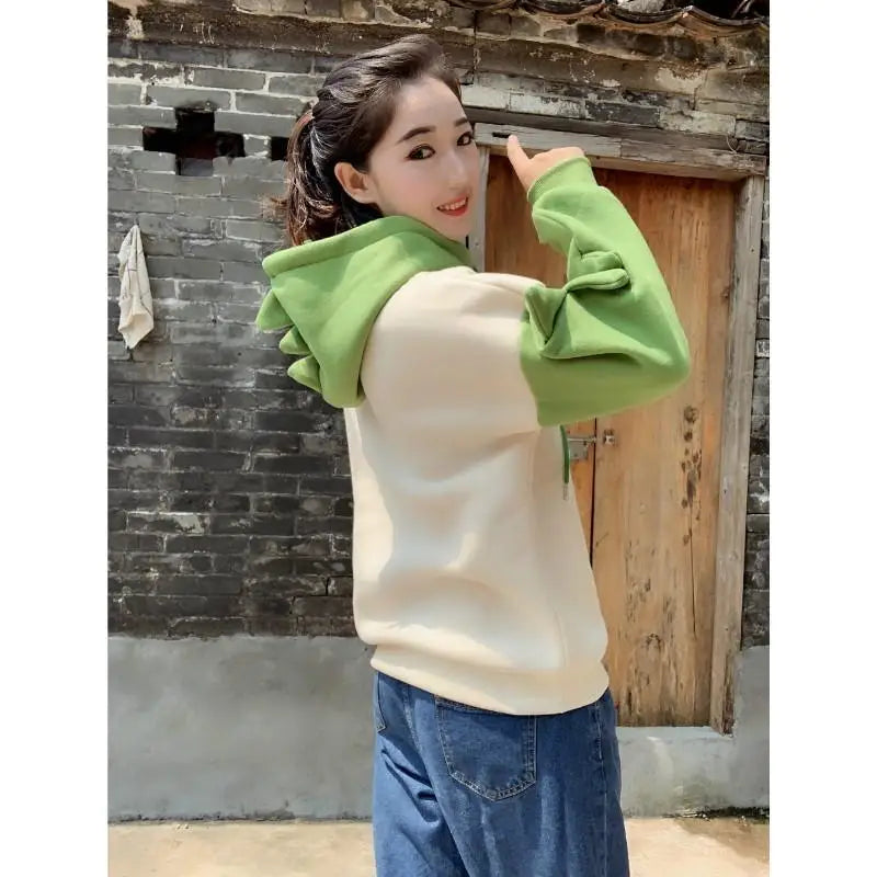 Kawaii Green T-Rex Japanese Dino Hoodie with 3D Spikes in New Condition - sweater