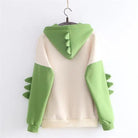 Kawaii Green T - Rex Japanese Dino Hoodie with 3D Spikes in New Condition - Cosparty