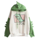 Kawaii Green T - Rex Japanese Dino Hoodie with 3D Spikes in New Condition - Cosparty