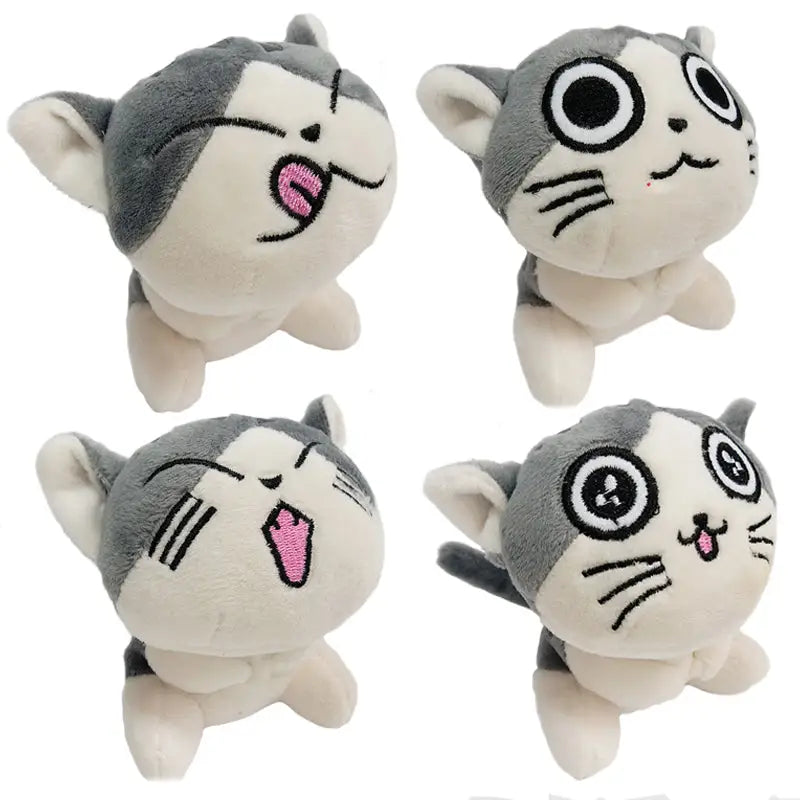 Kawaii Grey Kitty Cat Plush with Keychain Strap - Plush