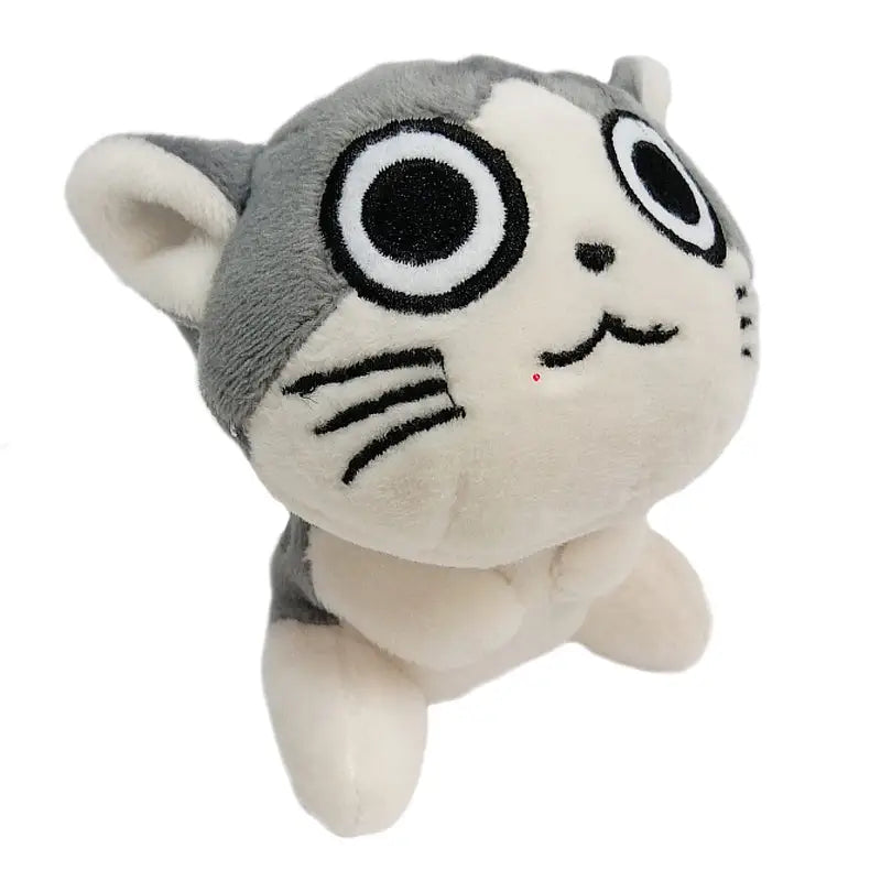 grey kawaii neko cat kitten plush toy stuffed animal keychain phone strap charm anime funny face expression Cosparty