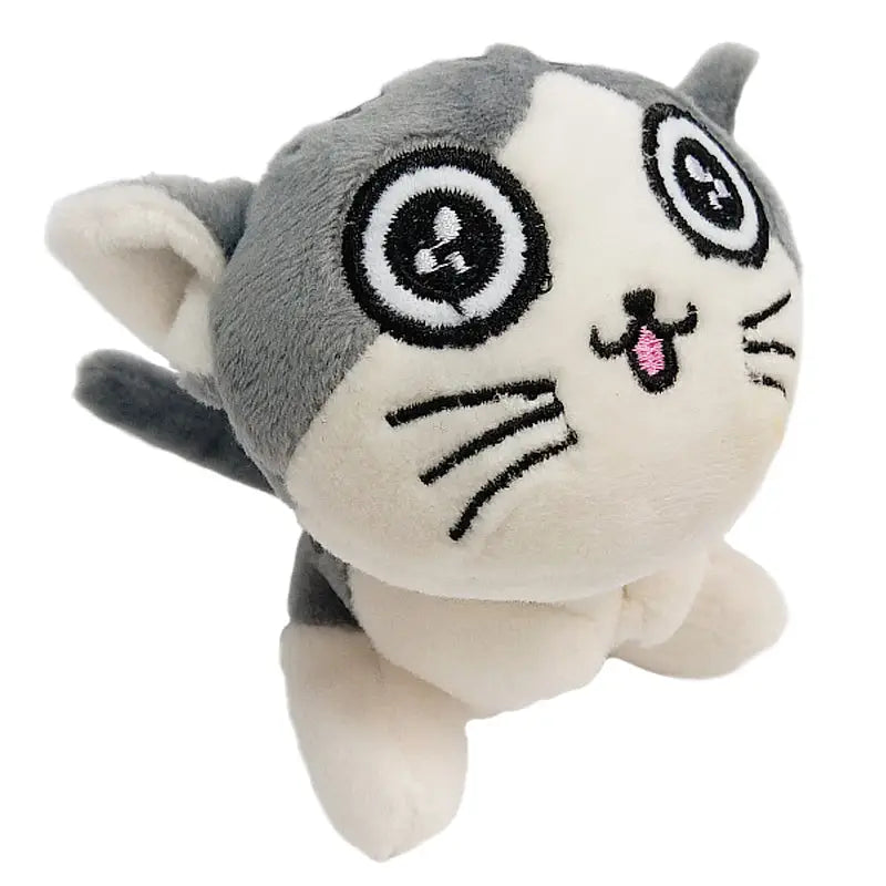 grey kawaii neko cat kitten plush toy stuffed animal keychain phone strap charm anime funny face expression Cosparty