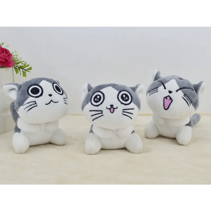 Kawaii Grey Kitty Cat Plush with Keychain Strap - Cosparty