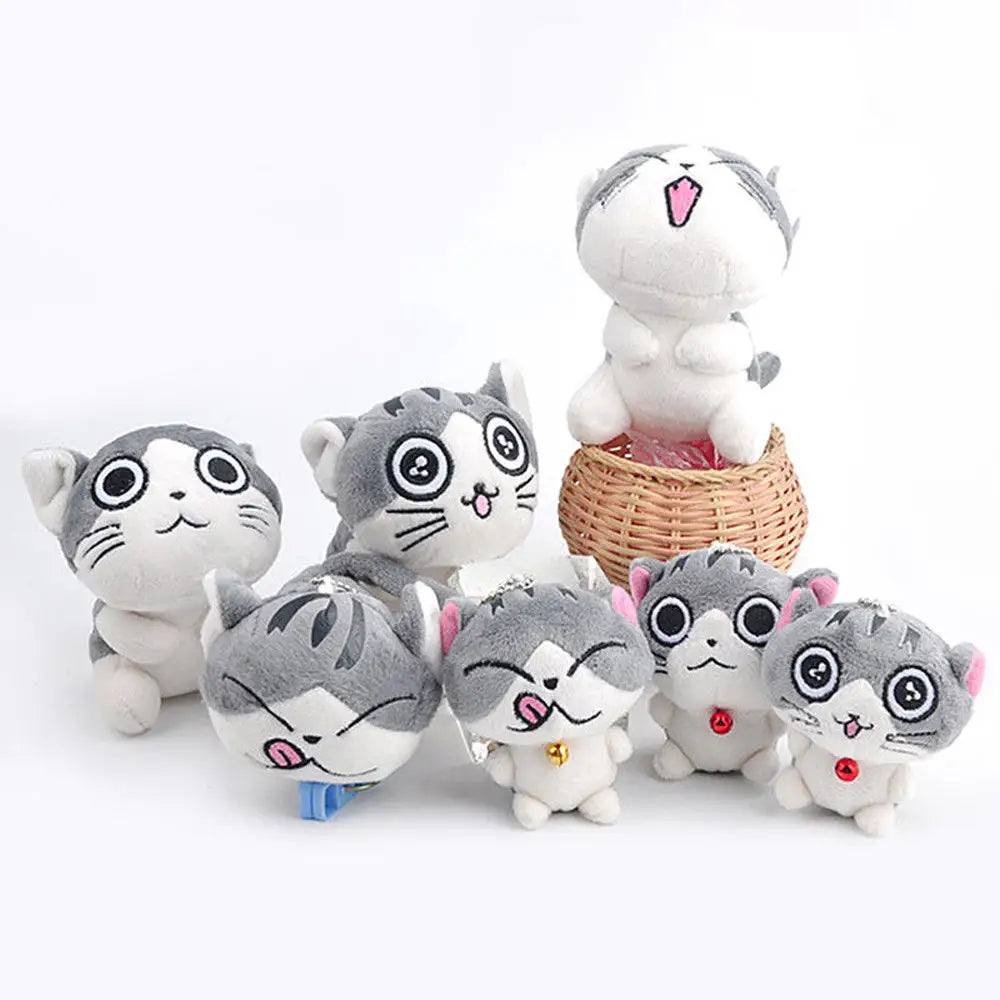 Kawaii Grey Kitty Cat Plush with Keychain Strap - Plush