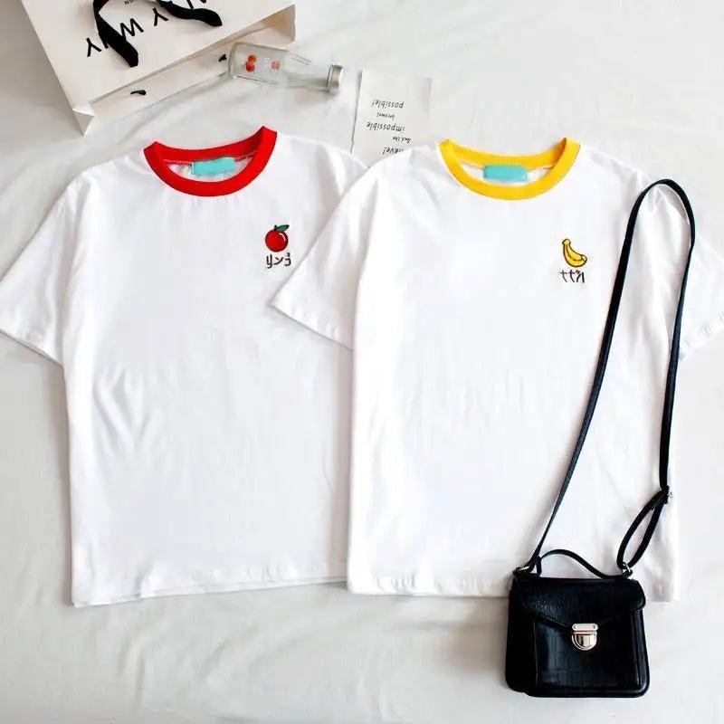 Kawaii Hand Embroidered Korean Fruit Shirts - Cosparty