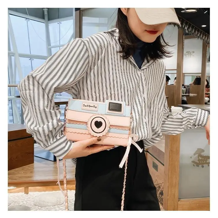 Kawaii Harajuku Camera Shaped 3D Purse in Pink and Blue - purse