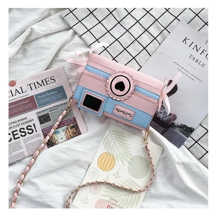 Kawaii Harajuku Camera Shaped 3D Purse in Pink and Blue - purse