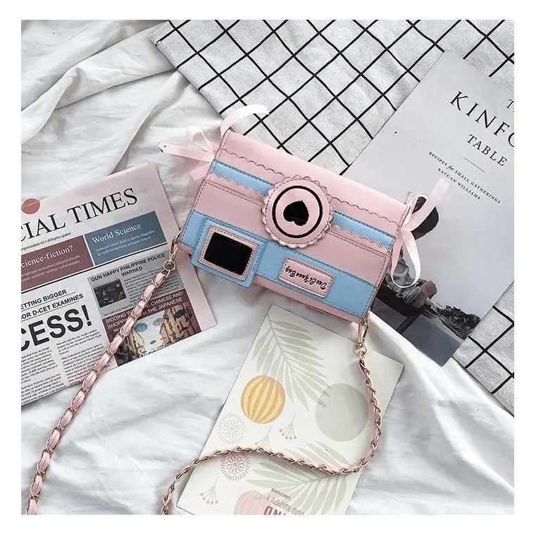 Kawaii Harajuku Camera Shaped 3D Purse in Pink and Blue - Cosparty
