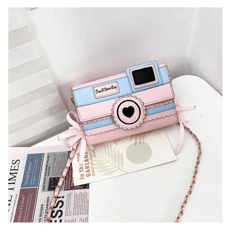 Kawaii Harajuku Camera Shaped 3D Purse in Pink and Blue - Cosparty