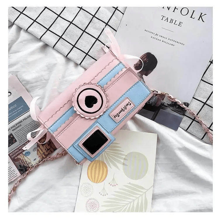 Kawaii Harajuku Camera Shaped 3D Purse in Pink and Blue - Cosparty