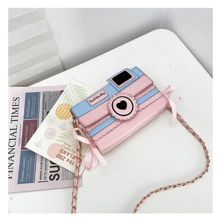 Kawaii Harajuku Camera Shaped 3D Purse in Pink and Blue - purse