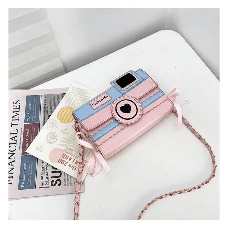 Kawaii Harajuku Camera Shaped 3D Purse in Pink and Blue - Cosparty