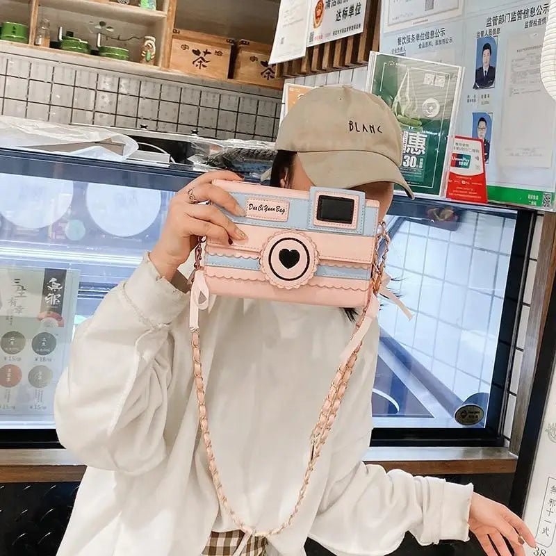 Kawaii Harajuku Camera Shaped 3D Purse in Pink and Blue - Cosparty