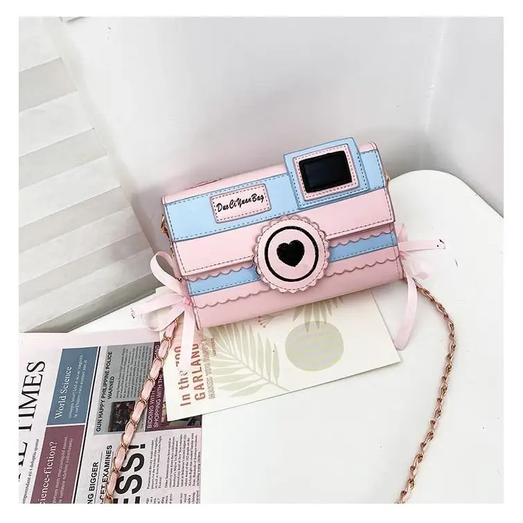 Kawaii Harajuku Camera Shaped 3D Purse in Pink and Blue - purse