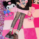 Kawaii Hello Kitty Printed Fishnet Tights for Cospartys and Gothic Style - Cosparty