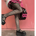 Kawaii Hello Kitty Printed Fishnet Tights for Cospartys and Gothic Style - Cosparty