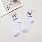 Kawaii Japanese Harajuku Cotton Prehistoric Socks - White Dog - socks