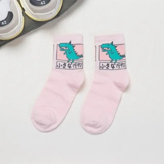 Kawaii Japanese Harajuku Cotton Prehistoric Socks - Cosparty