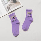 Kawaii Japanese Harajuku Cotton Prehistoric Socks - Purple Dog - socks