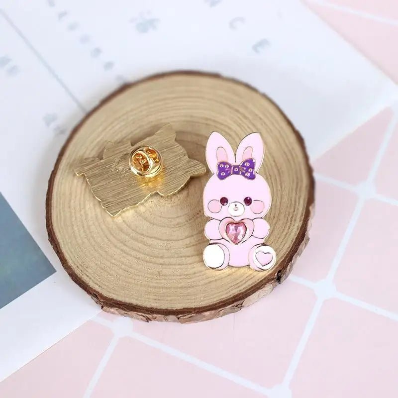 Kawaii Jewel - Embellished Kitten and Bunny Enamel Pins - Cosparty