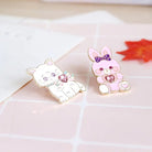 Kawaii Jewel - Embellished Kitten and Bunny Enamel Pins - Cosparty