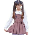 Kawaii Jumper Dress with Pleated Skirt and Criss Cross Straps - Dress