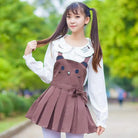 Kawaii Jumper Dress with Pleated Skirt and Criss Cross Straps - Dress