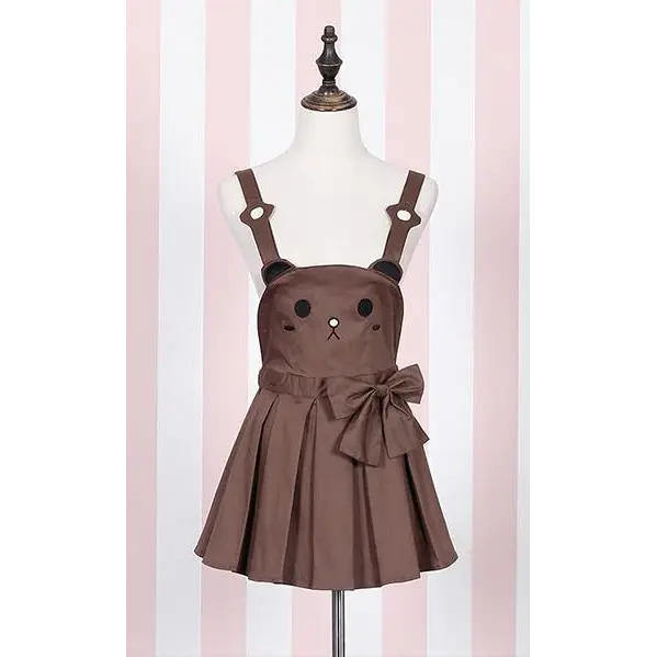 Kawaii Jumper Dress with Pleated Skirt and Criss Cross Straps - Dress