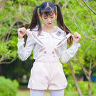 Kawaii Jumper Dress with Pleated Skirt and Criss Cross Straps - Cosparty