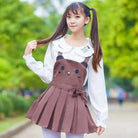 Kawaii Jumper Dress with Pleated Skirt and Criss Cross Straps - Cosparty