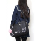 Kawaii Kitten Duffle Bag with Hand Embroidery Cat Paw Details - bags