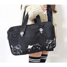 Kawaii Kitten Duffle Bag with Hand Embroidery Cat Paw Details - bags