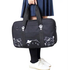 Kawaii Kitten Duffle Bag with Hand Embroidery Cat Paw Details - bags