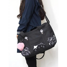 Kawaii Kitten Duffle Bag with Hand Embroidery Cat Paw Details - bags