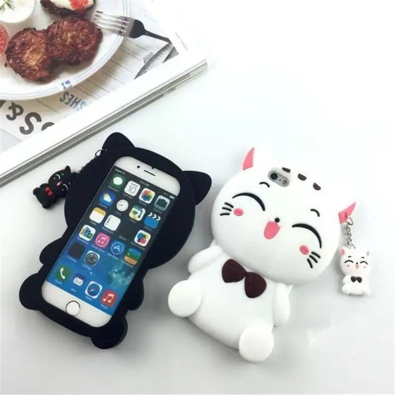 Kawaii Kitty Cat 3D Rubber iPhone Case for Ultimate Protection - Cosparty