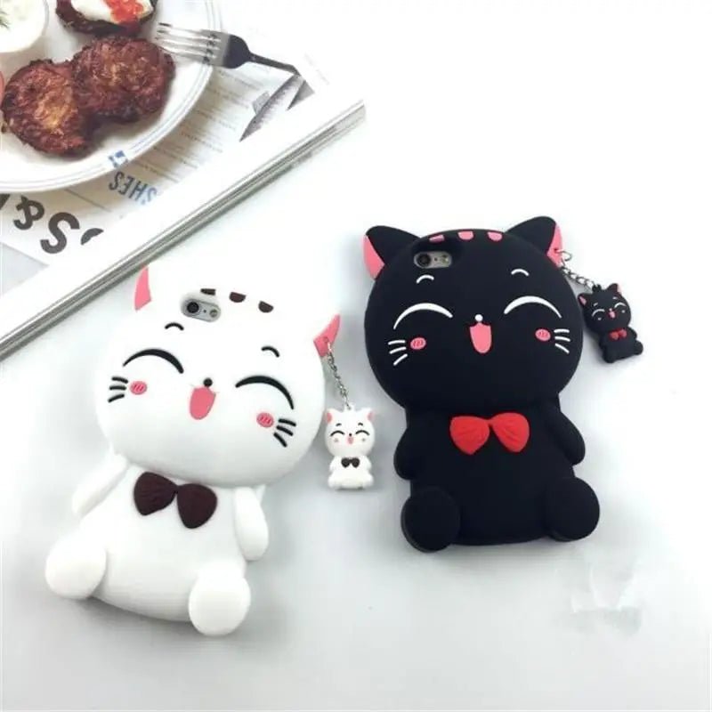 Kawaii Kitty Cat 3D Rubber iPhone Case for Ultimate Protection - Cosparty