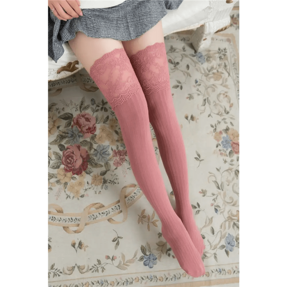 Kawaii Lace Stockings for Elegant Over - the - Knee Style - Cosparty