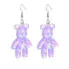 Kawaii Large Bear Earrings in Bright Glittery Colors - earrings