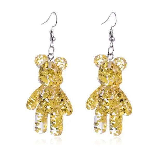 Kawaii Large Bear Earrings in Bright Glittery Colors - Cosparty