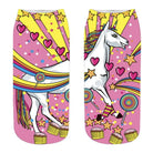 Kawaii Magical Ankle Socks with Unicorn and Rainbow Design - Socks