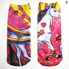 Kawaii Magical Ankle Socks with Unicorn and Rainbow Design - Cosparty