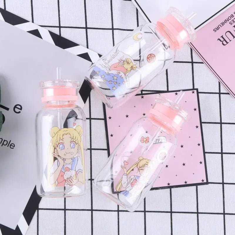 Kawaii Magical Girl Glass Water Bottles - Cosparty