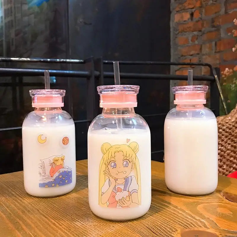 Kawaii Magical Girl Glass Water Bottles - bottle