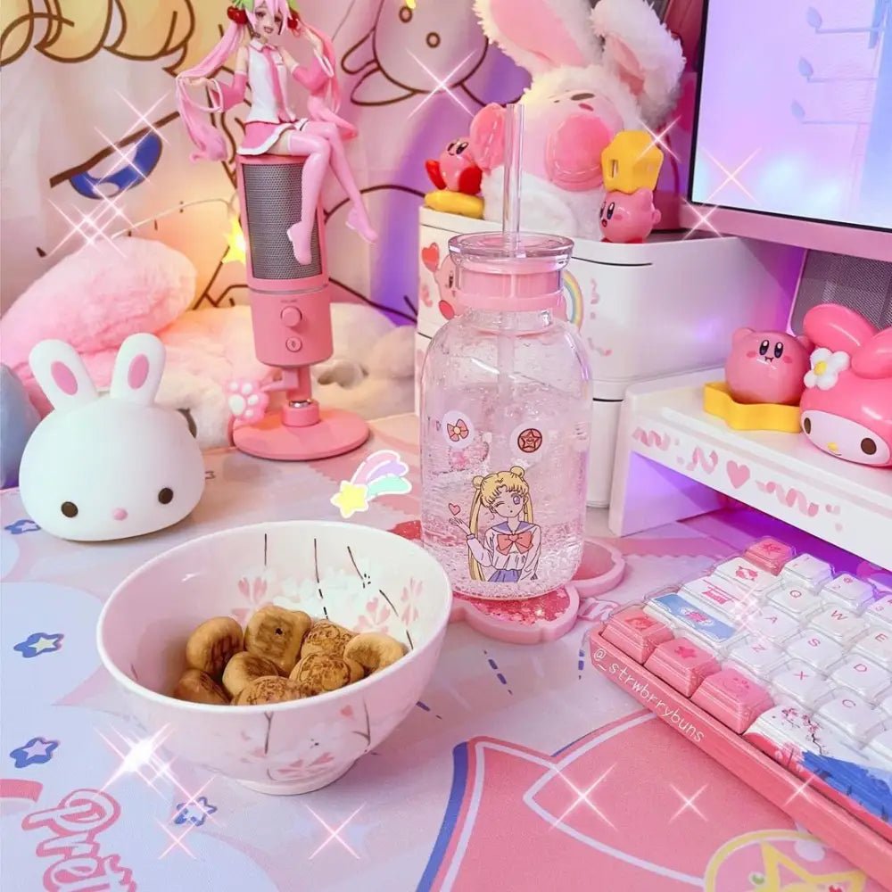 Kawaii Magical Girl Glass Water Bottles - Cosparty