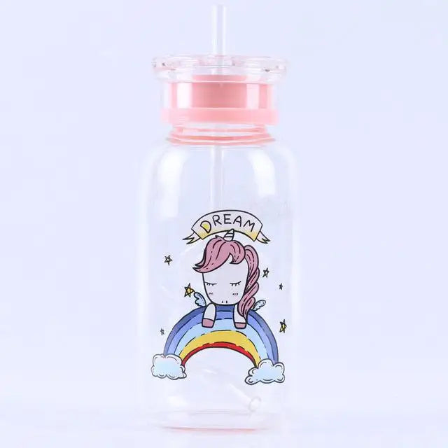 Kawaii Magical Girl Glass Water Bottles - Rainbow Unicorn - bottle