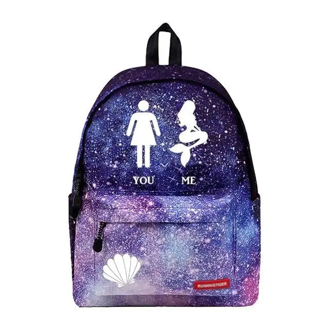 Kawaii Mermaid Backpack School Book Bag Cute Seashell Nautical Mythological Creature