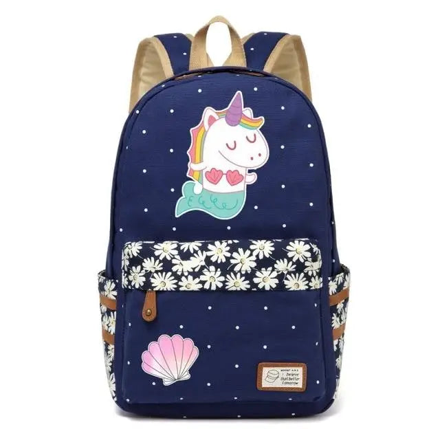 Kawaii Mermaid Backpack School Book Bag Cute Seashell Nautical Mythological Creature