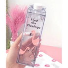 Glass Clear Milk Carton Water Bottle Drinking Cups Kawaii Cute Pink Strawberry Flamingo Unicorn